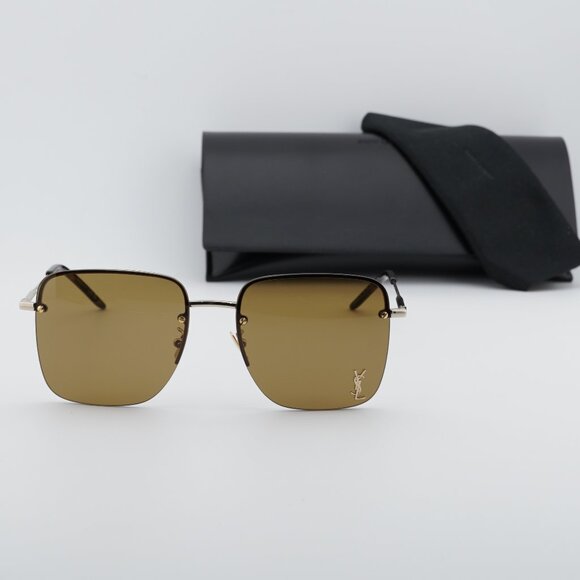 Saint Laurent SL 312 M 014 Square Sunglasses - Gold\\Brown main image 9